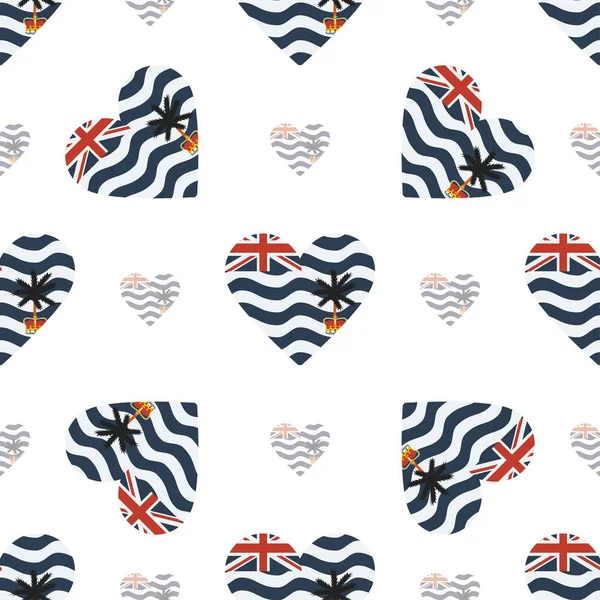 Флаг Британской территории в Индийском океане патриотический бесшовный узор Государственный флаг в форме сердца — стоковый вектор