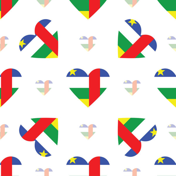 Флаг Центральноафриканской Республики патриотический бесшовный узор Государственный флаг в форме сердца

