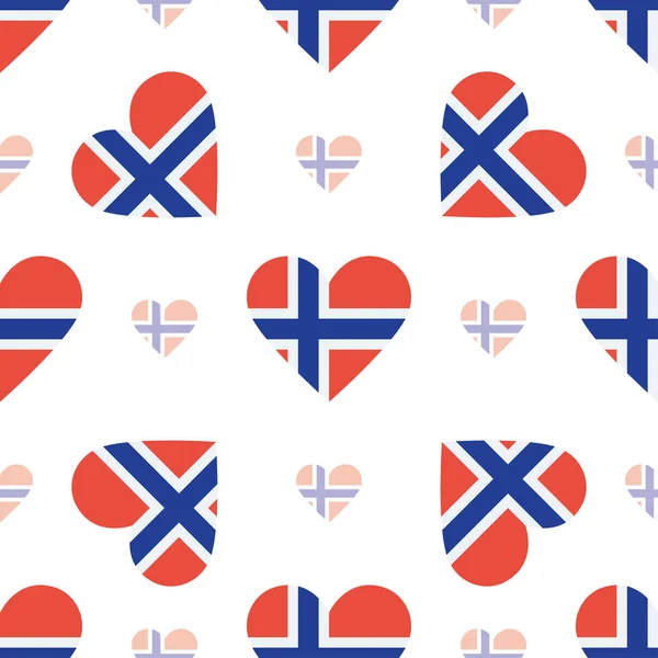 Флаг Норвегии патриотический бесшовный узор Государственный флаг в форме сердца Векторная иллюстрация — стоковый вектор