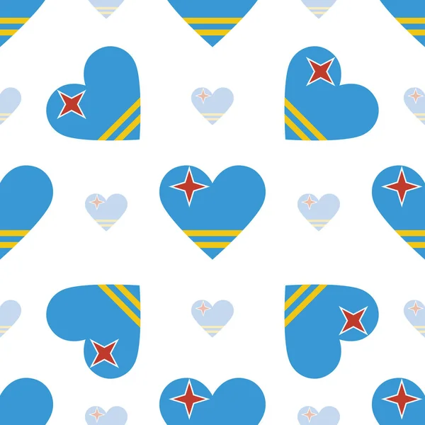 Bandera de Aruba patrón inconsútil patriótico Bandera nacional en forma de corazón Vector illustration — Vector de stock