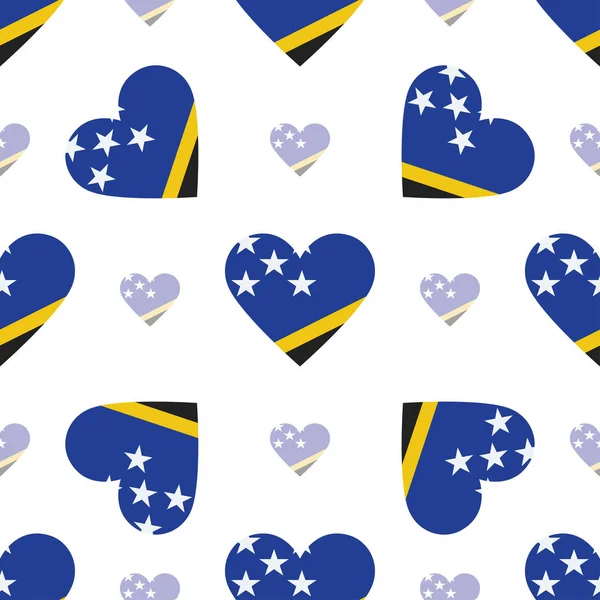 索罗门群岛国旗爱国无缝模式国旗在心向量的形状 — 图库矢量图片