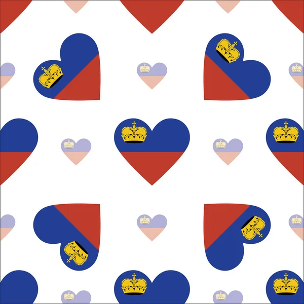 Liechtenstein bandiera cuore senza cuciture modello Patriottico Liechtenstein bandiera sfondo Paese bandiera in — Vettoriale Stock