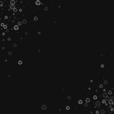 Sabun köpüğü dağılım soyut köşelerinde sabun köpüğü ile siyah arka plan vektör çizim