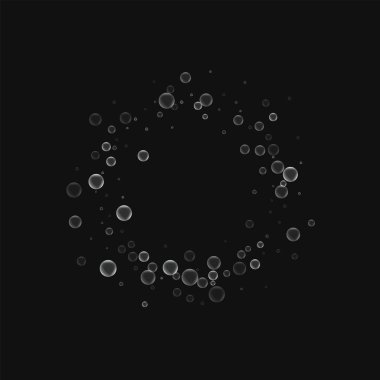 Siyah arka planda vektör çizim sabun köpüğü ile sabun köpüğü küçük halka çerçeve