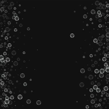 Siyah arka planda vektör çizim sabun köpüğü ile sabun köpüğü dağınık çerçeve