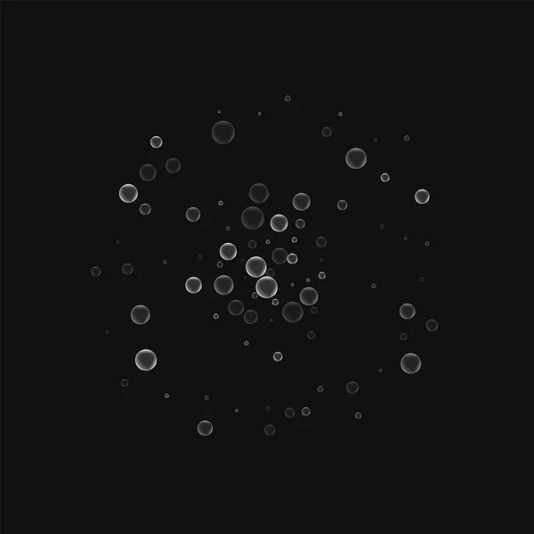 Burbujas de jabón Pequeño círculo doble con burbujas de jabón sobre fondo negro Ilustración vectorial — Vector de stock