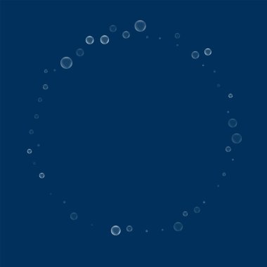 Sabun baloncuklar sabun köpüğü derin mavi arka plan vektör çizim üzerinde yuvarlak şekil