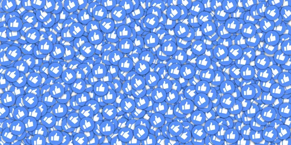 Ikony mediów społecznościowych w tle abstrakcyjny kształt z rozrzuconych kciuki w górze koncepcja w porywający — Wektor stockowy