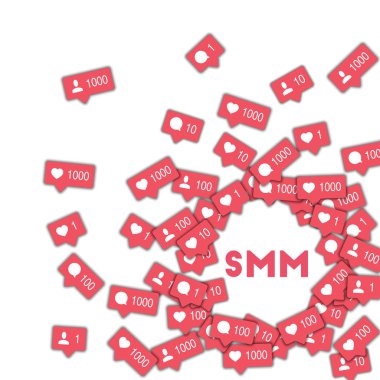 SMM Sosyal Medya Icons karşı yorum ve arkadaş bildirim ile soyut şekli arka plan