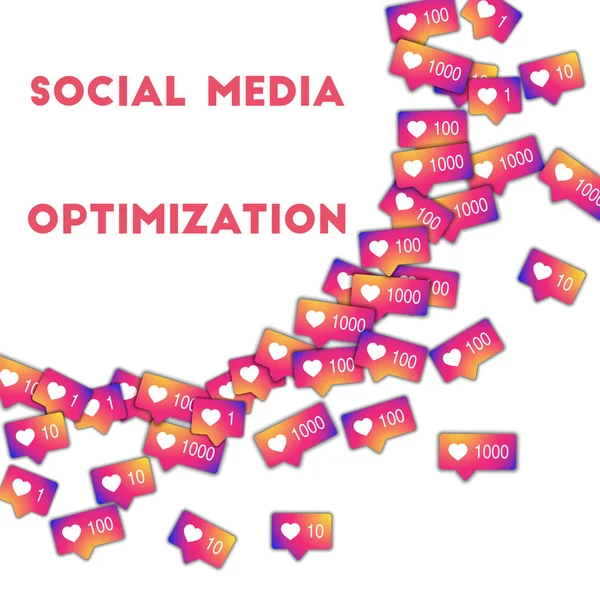Otimização de mídias sociais Ícones de mídia social em fundo abstrato com contador de gradientes —  Vetores de Stock