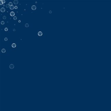 Sabun köpüğü ile köşede derin mavi arka plan vektör çizim sabun köpüğü sol sağ