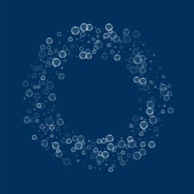 Sabun köpüğü simit çerçeve koyu mavi zemin vektör çizim üzerine sabun köpüğü ile