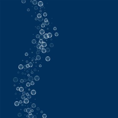 Sabun köpüğü sol dalga derin mavi arka plan vektör çizim üzerinde sabun köpüğü ile