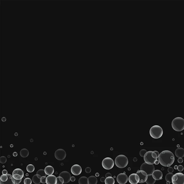 Zufällige Seifenblasen abstrakter Boden mit zufälligen Seifenblasen auf schwarzem Hintergrund Vektor — Stockvektor