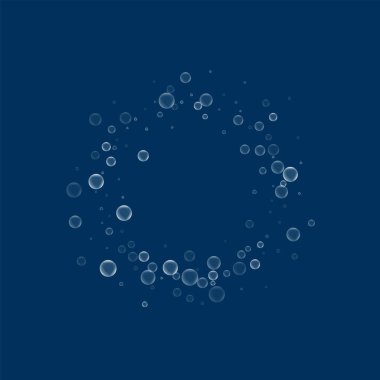 Sabun köpüğü küçük halka çerçeve koyu mavi zemin vektör çizim üzerine sabun köpüğü ile