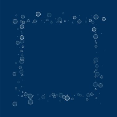 Sabun köpüğü kare soyut kenarlık koyu mavi zemin üzerine sabun köpüğü ile vektör çizim