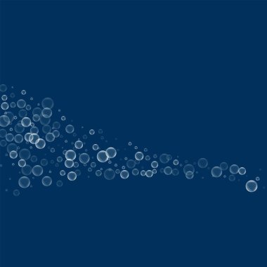 Derin mavi arka plan vektör çizim üzerinde sabun köpüğü ile sabun köpüğü kuyruklu yıldız