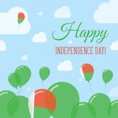 Madagaskar Bağımsızlık günü düz vatansever tasarım Malagasy balonlar Happy Milli gün vektör bayrak