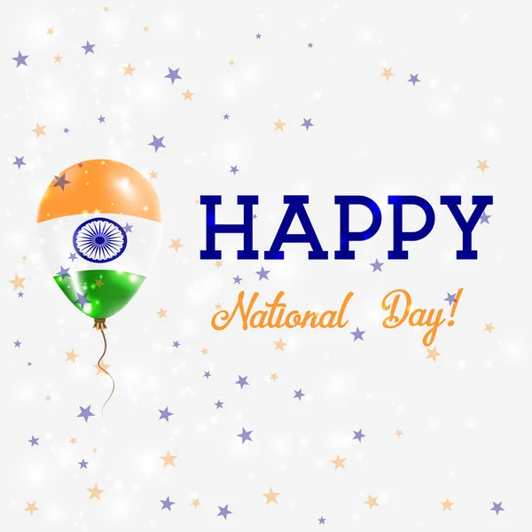 Día Nacional de la India cartel patriótico Flying Rubber Balloon in Colors of the Indian Flag India — Vector de stock
