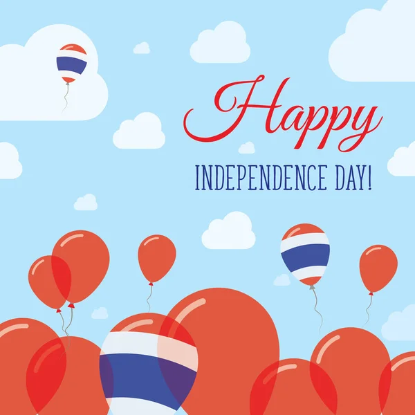 Dia da independência da Tailândia Design Patriótico Plano Balões Bandeira Tailandesa Happy National Day Vector Card — Vetor de Stock