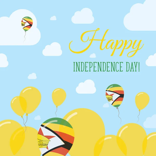 Zimbabue Día de la Independencia Apartamento Diseño Patriótico Bandera de Zimbabue Globos Feliz Día Nacional Vector — Vector de stock