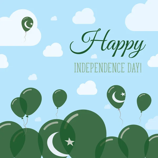 Pakistan Dzień Niepodległości płasko patriotyczne projekt flaga Pakistanu balony szczęśliwa Narodowy Dzień wektor — Wektor stockowy