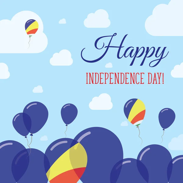 Dia da Independência das Seychelles Design Patriótico Plano Bandeira de Seychellois Balões Feliz Dia Nacional — Vetor de Stock