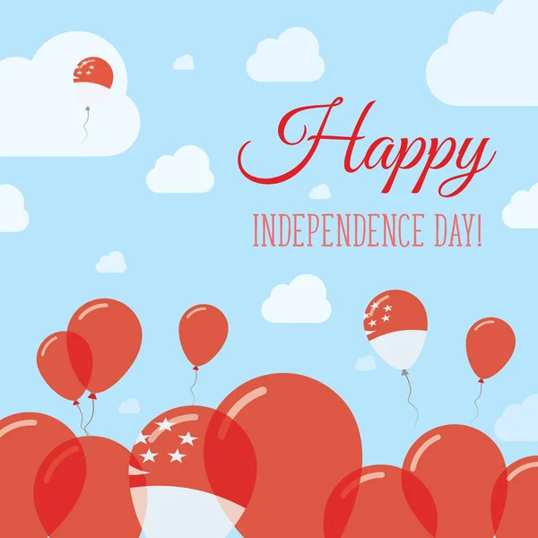 Dia da Independência de Singapura Design Patriótico Plano Balões de Bandeira de Singapura Feliz Dia Nacional — Vetor de Stock