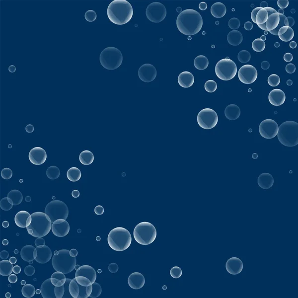 Burbujas de jabón al azar Abstracto caos con burbujas de jabón al azar sobre fondo azul profundo Vector — Vector de stock