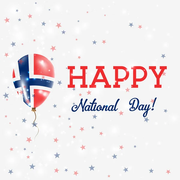 Norsko státní svátek vlastenecké plakát létající balón v barvách norské vlajky Norsko — Stockový vektor