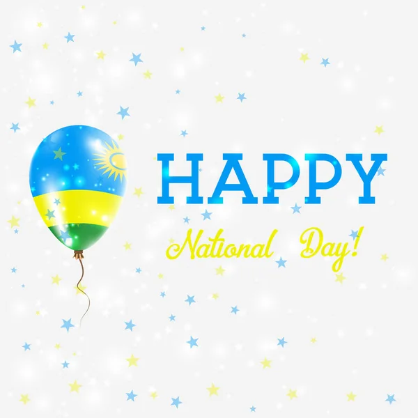 Rwanda National Day patriotic poster Flying Rubber Balloon in Colors of the Rwandan Flag Rwanda — Stock Vector