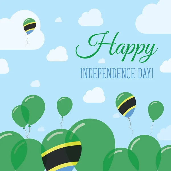 Tanzania United Republic of Independence Day Flat Patriotic Design Tanzanian Flag Balloons Happy — Stock Vector