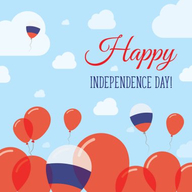 Russian Federation Independence Day Flat Patriotic Design Russian Flag Balloons Happy National Day clipart
