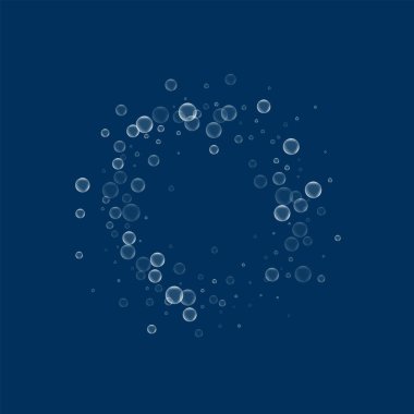 Sabun köpüğü küçük daire kare derin mavi arka plan vektör çizim üzerinde sabun köpüğü ile