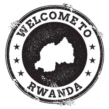Vintage pasaport hoş geldiniz damga ile Ruanda harita damgası Welcome ile Ruanda metin Grunge
