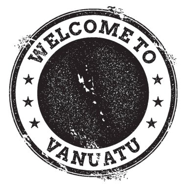 Vintage pasaport hoş geldiniz damga Vanuatu Haritası damgası ile hoş geldiniz Vanuatu metin Grunge ile