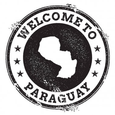 Vintage pasaport hoş geldiniz damga ile Paraguay harita damgası hoş geldiniz ile Paraguay metin Grunge