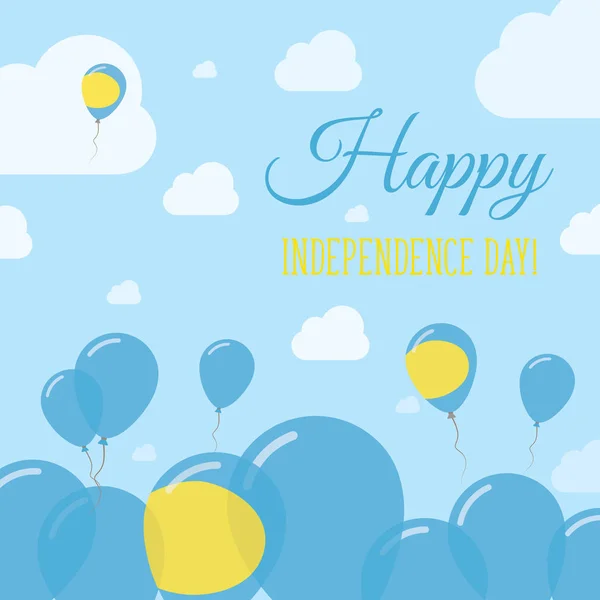 Palau Independence Day Flat Patriotic Design Palauan Flag Balloons Happy National Day Vector Card — Stock Vector