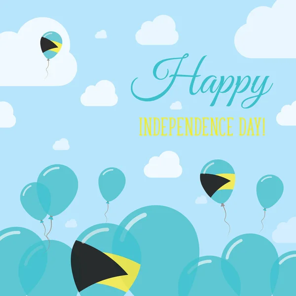 Bahamas Independence Day Flat Patriotic Design Bahamas Flag Balloons Felice Festa Nazionale Vettore — Vettoriale Stock