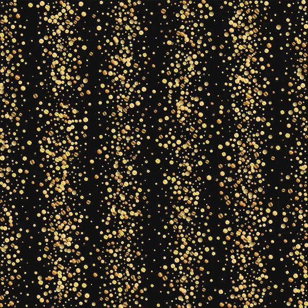 金の紙吹雪が黒い背景ベクトル図に垂直線を散布します。 — ストックベクタ