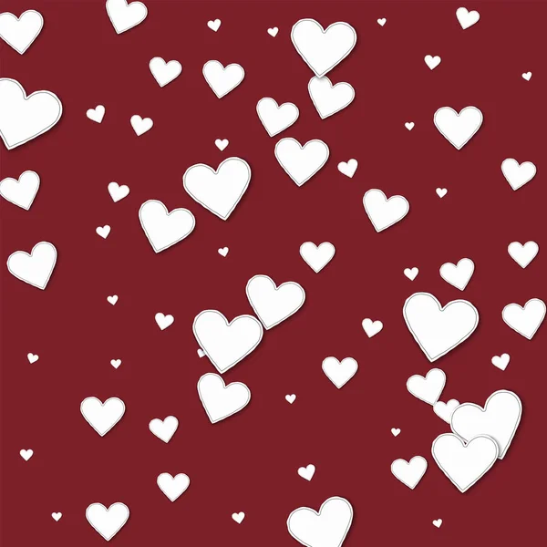 Cutout paper hearts Scatter vertical lines on wine red background Vector illustration — Stock Vector