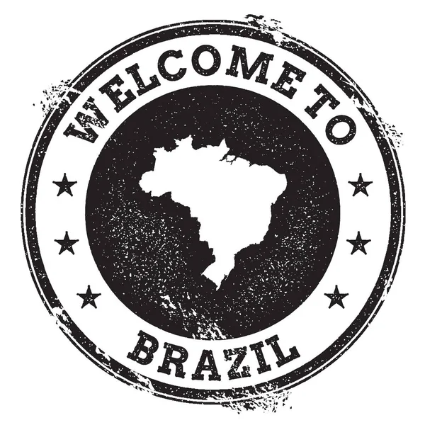 老式的护照欢迎加盖巴西地图 Grunge 橡皮图章欢迎巴西文本 — 图库矢量图片