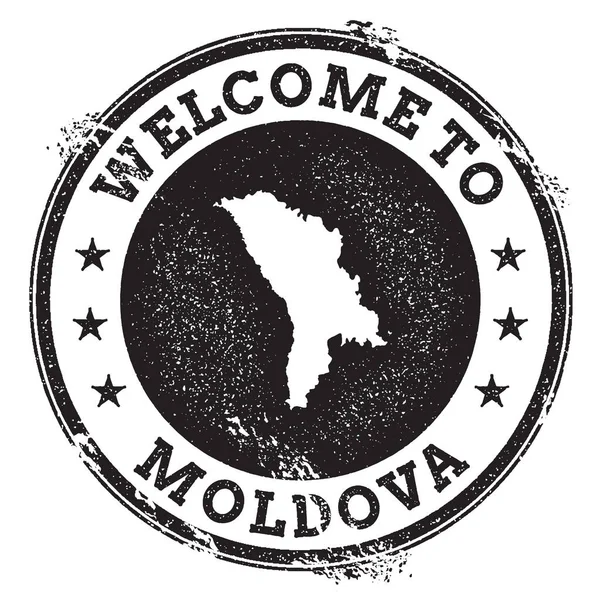 Paspor antik selamat datang di stempel bersama Republik Moldova stempel karet Grunge dengan selamat datang di - Stok Vektor