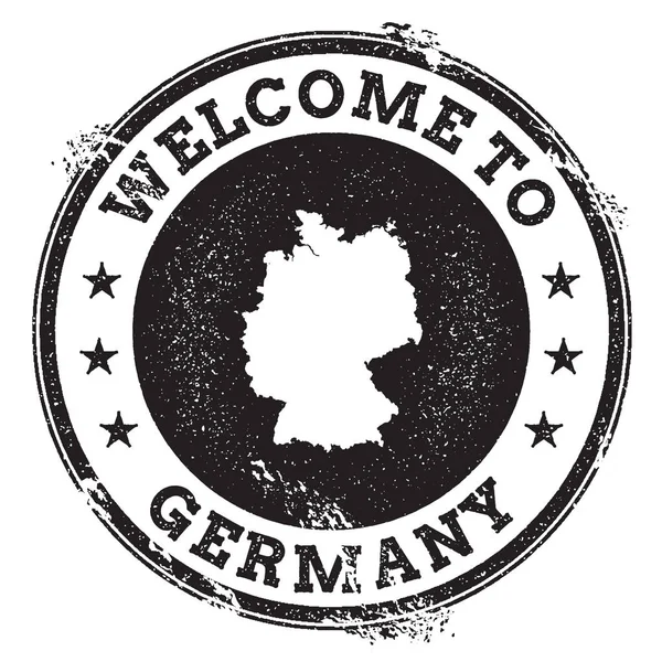Vintage διαβατήριο Καλώς σφραγίδα με Γερμανία χάρτη Grunge σφραγίδα με υποδοχή σε Γερμανία κείμενο — Διανυσματικό Αρχείο