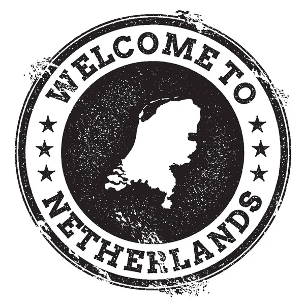 Úvodní razítko Vintage pas s mapu Grunge razítko s Vítejte v Nizozemsku — Stockový vektor