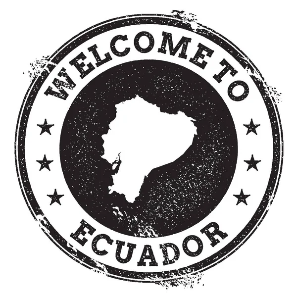 Timbro di benvenuto passaporto vintage con mappa Ecuador Timbro di gomma Grunge con testo Welcome to Ecuador — Vettoriale Stock