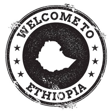Vintage pasaport hoş geldiniz damga ile Etiyopya harita damgası ile hoş geldiniz Etiyopya metin Grunge