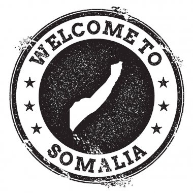 Vintage pasaport hoş geldiniz damga ile Somali harita damgası ile hoş geldiniz Somali metin Grunge