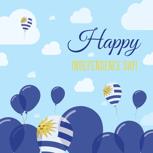 Uruguay Independence Day Flat Patriotic Design Uruguayan Flag Balloons Happy National Day Vector — Stock Vector