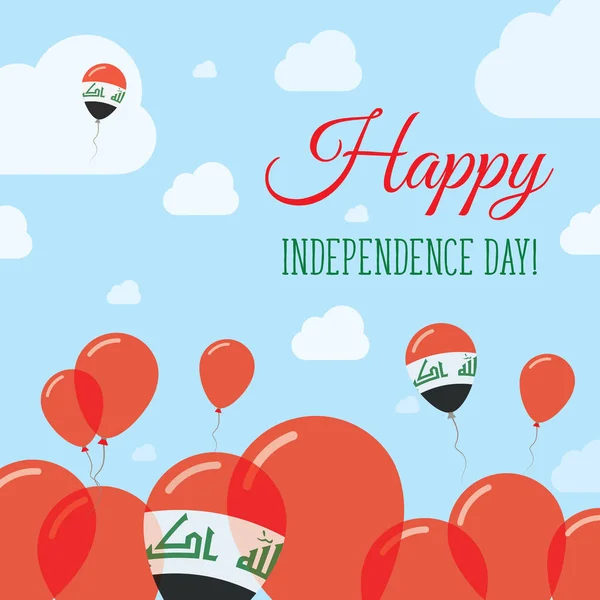 Iraq Giorno dell'indipendenza Design patriottico piatto Palloncini Bandiera irachena Felice Giornata Nazionale Scheda Vettoriale — Vettoriale Stock